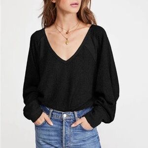 NWT Free People We The Free Santa Clara Thermal - Black - Small, Medium, Large